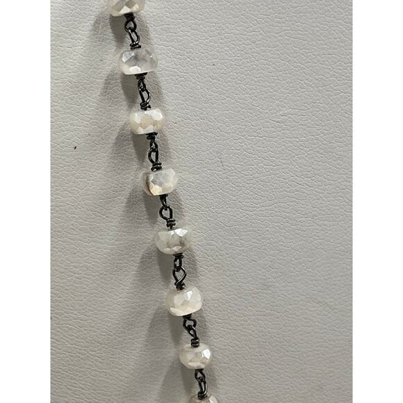 Sterling Silver Green Variscite Pendant Ornate Faceted Moonstone Beaded Necklace - Picture 4 of 12